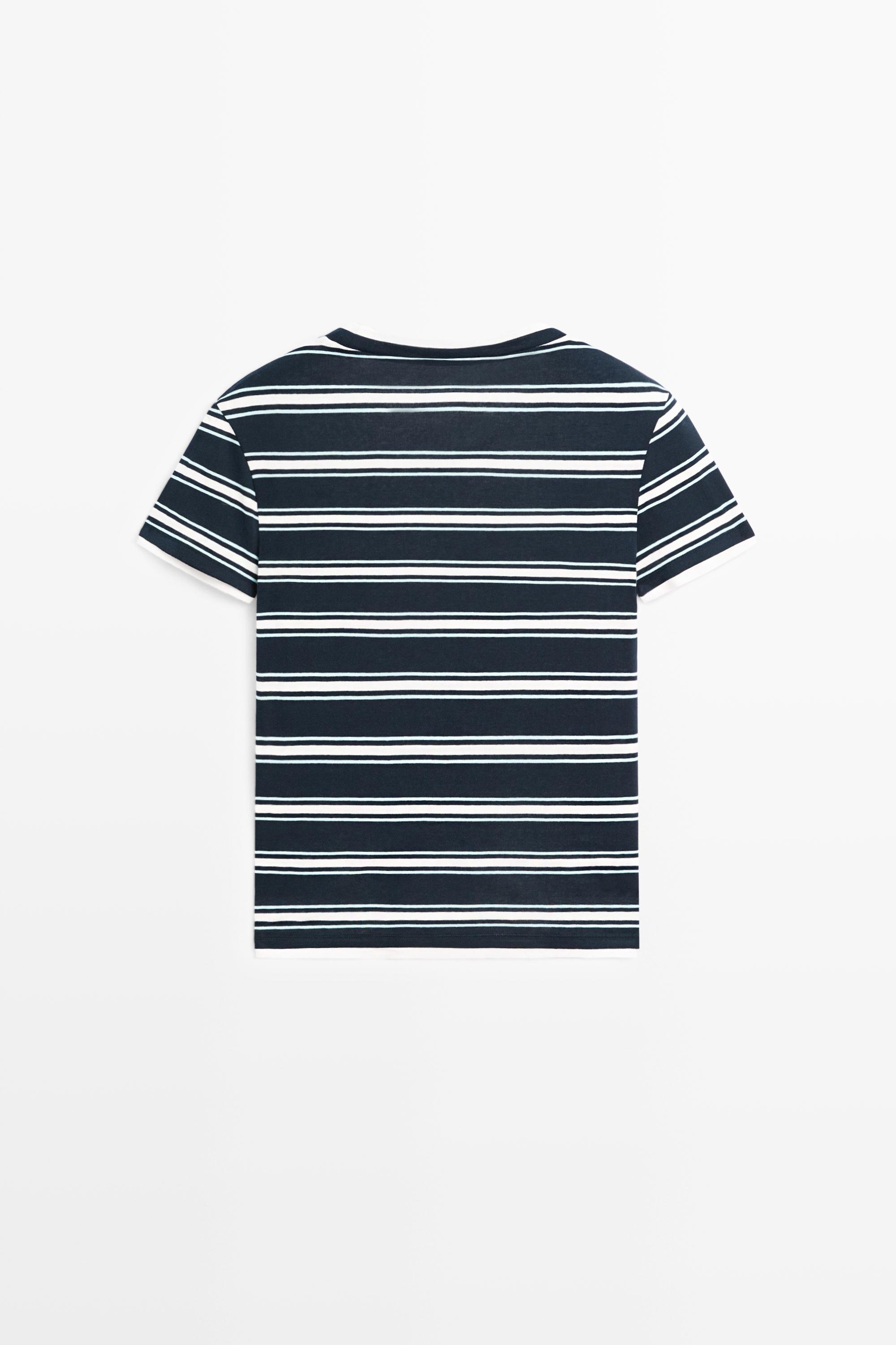 Double-layer striped short sleeve T-shirt